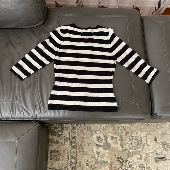 INC Women’s Stripe Split-Neck Sweater - Picture 4 of 7